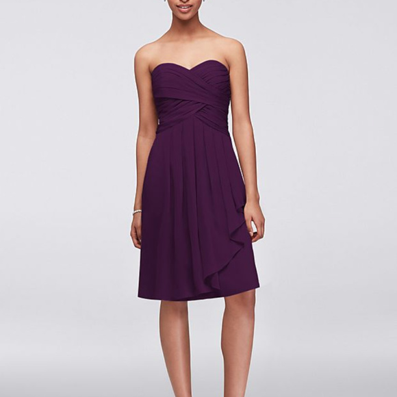 David's Bridal Short Crinkle Chiffon Dress Sz 4 - Picture 7 of 7